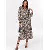 image:imageANRABESS Womens Long Sleeve Maxi Dresses 2026 Spring Casual V Neck Flowy Tiered Boho Modest Vacation Dress with PocketsFloral Navy Blue Pink