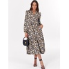 image:imageANRABESS Womens Long Sleeve Maxi Dresses 2026 Spring Casual V Neck Flowy Tiered Boho Modest Vacation Dress with PocketsFloral Navy Blue Pink