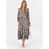 image:imageANRABESS Womens Long Sleeve Maxi Dresses 2026 Spring Casual V Neck Flowy Tiered Boho Modest Vacation Dress with PocketsFloral Navy Blue Pink