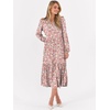 image:imageANRABESS Womens Long Sleeve Maxi Dresses 2026 Spring Casual V Neck Flowy Tiered Boho Modest Vacation Dress with PocketsFloral Pink