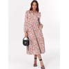 image:imageANRABESS Womens Long Sleeve Maxi Dresses 2026 Spring Casual V Neck Flowy Tiered Boho Modest Vacation Dress with PocketsFloral Pink