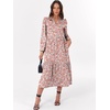 image:imageANRABESS Womens Long Sleeve Maxi Dresses 2026 Spring Casual V Neck Flowy Tiered Boho Modest Vacation Dress with PocketsFloral Pink
