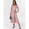 image:imageANRABESS Womens Long Sleeve Maxi Dresses 2026 Spring Casual V Neck Flowy Tiered Boho Modest Vacation Dress with PocketsFloral Pink