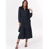 image:imageANRABESS Womens Long Sleeve Maxi Dresses 2026 Spring Casual V Neck Flowy Tiered Boho Modest Vacation Dress with PocketsNavy Blue