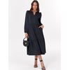 image:imageANRABESS Womens Long Sleeve Maxi Dresses 2026 Spring Casual V Neck Flowy Tiered Boho Modest Vacation Dress with PocketsNavy Blue