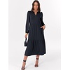 image:imageANRABESS Womens Long Sleeve Maxi Dresses 2026 Spring Casual V Neck Flowy Tiered Boho Modest Vacation Dress with PocketsNavy Blue