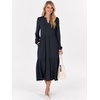 image:imageANRABESS Womens Long Sleeve Maxi Dresses 2026 Spring Casual V Neck Flowy Tiered Boho Modest Vacation Dress with PocketsNavy Blue