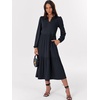 image:imageANRABESS Womens Long Sleeve Maxi Dresses 2026 Spring Casual V Neck Flowy Tiered Boho Modest Vacation Dress with PocketsNavy Blue