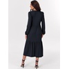 image:imageANRABESS Womens Long Sleeve Maxi Dresses 2026 Spring Casual V Neck Flowy Tiered Boho Modest Vacation Dress with PocketsNavy Blue