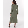 image:imageANRABESS Womens Long Sleeve Maxi Dresses 2026 Spring Casual V Neck Flowy Tiered Boho Modest Vacation Dress with PocketsOlive Green