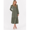image:imageANRABESS Womens Long Sleeve Maxi Dresses 2026 Spring Casual V Neck Flowy Tiered Boho Modest Vacation Dress with PocketsOlive Green