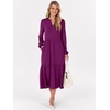 image:imageANRABESS Womens Long Sleeve Maxi Dresses 2026 Spring Casual V Neck Flowy Tiered Boho Modest Vacation Dress with PocketsPurple