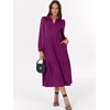 image:imageANRABESS Womens Long Sleeve Maxi Dresses 2026 Spring Casual V Neck Flowy Tiered Boho Modest Vacation Dress with PocketsPurple