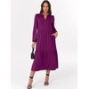 image:imageANRABESS Womens Long Sleeve Maxi Dresses 2026 Spring Casual V Neck Flowy Tiered Boho Modest Vacation Dress with PocketsPurple