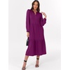 image:imageANRABESS Womens Long Sleeve Maxi Dresses 2026 Spring Casual V Neck Flowy Tiered Boho Modest Vacation Dress with PocketsPurple