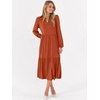 image:imageANRABESS Womens Long Sleeve Maxi Dresses 2026 Spring Casual V Neck Flowy Tiered Boho Modest Vacation Dress with PocketsRust Red