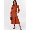 image:imageANRABESS Womens Long Sleeve Maxi Dresses 2026 Spring Casual V Neck Flowy Tiered Boho Modest Vacation Dress with PocketsRust Red
