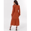image:imageANRABESS Womens Long Sleeve Maxi Dresses 2026 Spring Casual V Neck Flowy Tiered Boho Modest Vacation Dress with PocketsRust Red