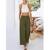 image:imageANRABESS Womens Palazzo PantsWide Leg Cropped Elastic High WaistedFlowy Lightweight AirySummer Casual for Beach VacationArmy Green