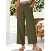 image:imageANRABESS Womens Palazzo PantsWide Leg Cropped Elastic High WaistedFlowy Lightweight AirySummer Casual for Beach VacationArmy Green