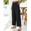 image:imageANRABESS Womens Palazzo PantsWide Leg Cropped Elastic High WaistedFlowy Lightweight AirySummer Casual for Beach VacationBlack