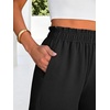 image:imageANRABESS Womens Palazzo PantsWide Leg Cropped Elastic High WaistedFlowy Lightweight AirySummer Casual for Beach VacationBlack