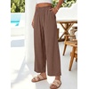 image:imageANRABESS Womens Palazzo PantsWide Leg Cropped Elastic High WaistedFlowy Lightweight AirySummer Casual for Beach VacationBrown