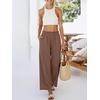 image:imageANRABESS Womens Palazzo PantsWide Leg Cropped Elastic High WaistedFlowy Lightweight AirySummer Casual for Beach VacationBrown