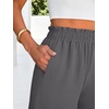 image:imageANRABESS Womens Palazzo PantsWide Leg Cropped Elastic High WaistedFlowy Lightweight AirySummer Casual for Beach VacationDark Grey
