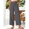 image:imageANRABESS Womens Palazzo PantsWide Leg Cropped Elastic High WaistedFlowy Lightweight AirySummer Casual for Beach VacationDark Grey
