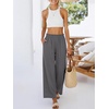 image:imageANRABESS Womens Palazzo PantsWide Leg Cropped Elastic High WaistedFlowy Lightweight AirySummer Casual for Beach VacationDark Grey
