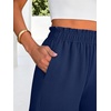 image:imageANRABESS Womens Palazzo PantsWide Leg Cropped Elastic High WaistedFlowy Lightweight AirySummer Casual for Beach VacationNavy Blue