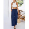 image:imageANRABESS Womens Palazzo PantsWide Leg Cropped Elastic High WaistedFlowy Lightweight AirySummer Casual for Beach VacationNavy Blue