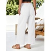 image:imageANRABESS Womens Palazzo PantsWide Leg Cropped Elastic High WaistedFlowy Lightweight AirySummer Casual for Beach VacationWhite