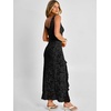 image:imageANRABESS Womens Sexy V Neck Sleeveless Wedding Guest Dresses Spring Mesh Bodycon High Slit Ruffle Hem Cocktail Maxi DressBlack