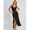image:imageANRABESS Womens Sexy V Neck Sleeveless Wedding Guest Dresses Spring Mesh Bodycon High Slit Ruffle Hem Cocktail Maxi DressBlack