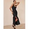 image:imageANRABESS Womens Sexy V Neck Sleeveless Wedding Guest Dresses Spring Mesh Bodycon High Slit Ruffle Hem Cocktail Maxi DressBlack