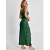 image:imageANRABESS Womens Sexy V Neck Sleeveless Wedding Guest Dresses Spring Mesh Bodycon High Slit Ruffle Hem Cocktail Maxi DressDeep Green