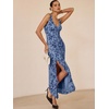 image:imageANRABESS Womens Sexy V Neck Sleeveless Wedding Guest Dresses Spring Mesh Bodycon High Slit Ruffle Hem Cocktail Maxi DressDusty Blue