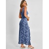 image:imageANRABESS Womens Sexy V Neck Sleeveless Wedding Guest Dresses Spring Mesh Bodycon High Slit Ruffle Hem Cocktail Maxi DressDusty Blue