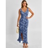 image:imageANRABESS Womens Sexy V Neck Sleeveless Wedding Guest Dresses Spring Mesh Bodycon High Slit Ruffle Hem Cocktail Maxi DressDusty Blue