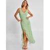image:imageANRABESS Womens Sexy V Neck Sleeveless Wedding Guest Dresses Spring Mesh Bodycon High Slit Ruffle Hem Cocktail Maxi DressLight Green