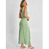 image:imageANRABESS Womens Sexy V Neck Sleeveless Wedding Guest Dresses Spring Mesh Bodycon High Slit Ruffle Hem Cocktail Maxi DressLight Green