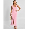image:imageANRABESS Womens Sexy V Neck Sleeveless Wedding Guest Dresses Spring Mesh Bodycon High Slit Ruffle Hem Cocktail Maxi DressLight Pink