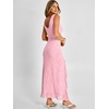 image:imageANRABESS Womens Sexy V Neck Sleeveless Wedding Guest Dresses Spring Mesh Bodycon High Slit Ruffle Hem Cocktail Maxi DressLight Pink