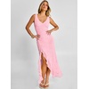 image:imageANRABESS Womens Sexy V Neck Sleeveless Wedding Guest Dresses Spring Mesh Bodycon High Slit Ruffle Hem Cocktail Maxi DressLight Pink
