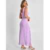 image:imageANRABESS Womens Sexy V Neck Sleeveless Wedding Guest Dresses Spring Mesh Bodycon High Slit Ruffle Hem Cocktail Maxi DressLight Purple