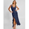 image:imageANRABESS Womens Sexy V Neck Sleeveless Wedding Guest Dresses Spring Mesh Bodycon High Slit Ruffle Hem Cocktail Maxi DressNavy Blue