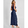 image:imageANRABESS Womens Sexy V Neck Sleeveless Wedding Guest Dresses Spring Mesh Bodycon High Slit Ruffle Hem Cocktail Maxi DressNavy Blue