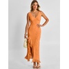 image:imageANRABESS Womens Sexy V Neck Sleeveless Wedding Guest Dresses Spring Mesh Bodycon High Slit Ruffle Hem Cocktail Maxi DressOrange